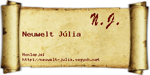 Neuwelt Júlia névjegykártya
